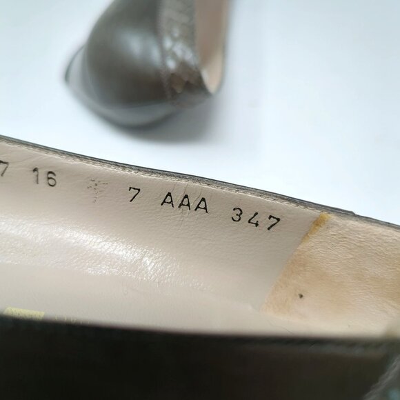 Vintage Ferragamo Pumps 7 Green Leather Heels - Picture 12 of 12